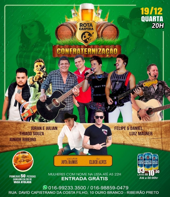 HOJEEEE QUARTA FEIRA às 20hs tem quarta country... Ebaaaaaa !!!!! As mulheres tem entrada gratuita chegando até às 22 HS com nomes na lista, lembrando que as 50 primeiras pessoas que chegar na Rotta caipira GANHA 01 CALDO DELICIOSO .. Mande nomes pra lista que sua noite tá garantida .. WhatsApp 99233-3500